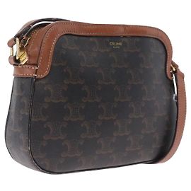 Céline CELINE Sac à épaule Triomphe PVC Cuir Noir Doré