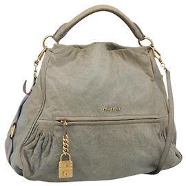 Miu Miu Shoulder Bag Vitellolux 2way Light Blue Gold