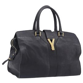 Autre Marque Saint Laurent Cabas Bolso de Mano Piel 2way Negro Oro 311220