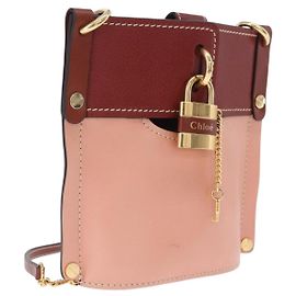Chloé Chloe Abby Rocky Shoulder Bag Leather Pink Gold Tone