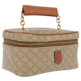 Céline CELINE Sac à main Vanity en toile Macadam PVC Beige Or
