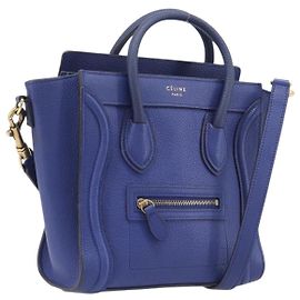 Céline CELINE Luggage Nano Shopper Handtasche Leder 2way Blau Gold
