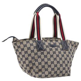 GUCCI Sac à main GG Canvas Sherry Line Navy Silver 131228