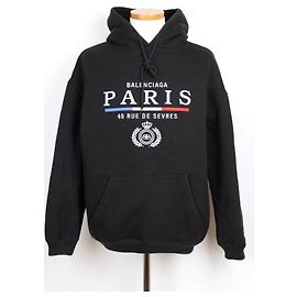 Balenciaga Sweat à capuche en molleton Paris Logo T-Shirt