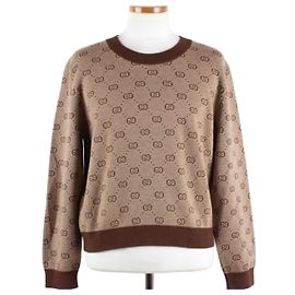 Gucci GG Jacquard Langarmstrick braun