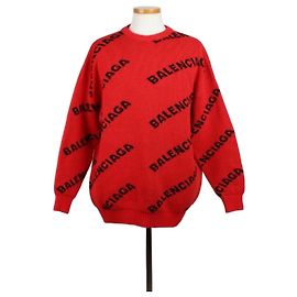 Balenciaga Multi Logo Strickpullover Rot