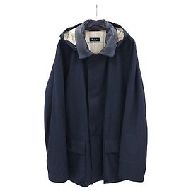 Loro Piana Giacca con cappuccio e collo in pelle Holly Navy XL