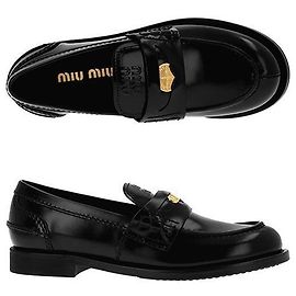Miu Miu Mocassini Penny in pelle spazzolata