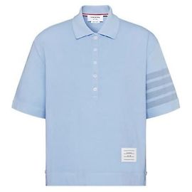 Thom Browne Overdyed Jersey Polo Kurzarm T-Shirt Blau