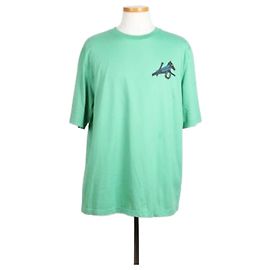 Hermès T-Shirt Türkis mit Pferdeleder-Patch