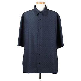 Louis Vuitton Mini Monogram Kurzarmhemd aus Seidenmischung Navy
