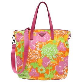 Prada Saco de ombro Tote Flower Yellow