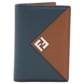 Portacarte Fendi Blu in Pelle di Vitello