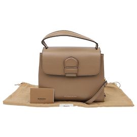 Burberry Borsa Tote Small House Check in pelle di vitello Dark Sand
