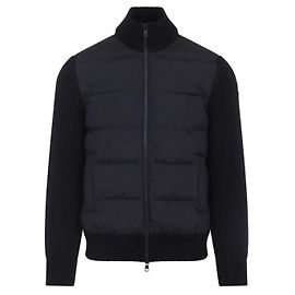 Moncler Cardigã de Lã com Zíper Acolchoado Navy