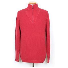 Brunello Cucinelli Strickpullover mit halbem Reißverschluss Rot