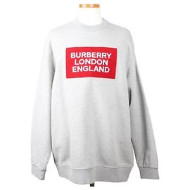 Burberry Herren Rundhals-Pullover mit Applikation in Grau XL