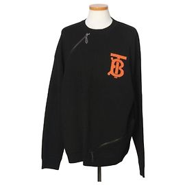 Burberry Felpa in maglia di lana con zip e logo TB