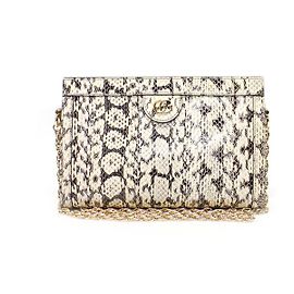 Gucci Borsa a spalla piccola con catena Ophidia in pelle di serpente grigia