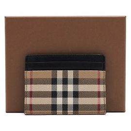 Burberry Tarjetero para hombre Archive Beige Check y piel
