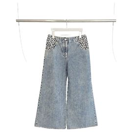 Chanel Pantalones Denim Anchos Washing Blue