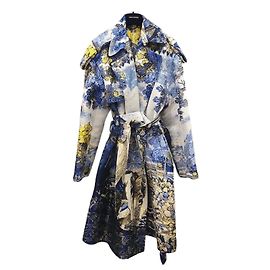 Louis Vuitton Tapestry Belted Trench Coat Multicolor