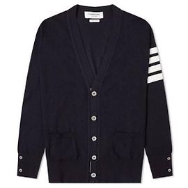 Thom Browne Cardigan en laine durable à rayures Navy