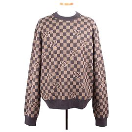 Louis Vuitton Damier Rundhals Strickpullover Braun