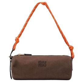 Bolso de mano Miu Miu de gabardina marrón