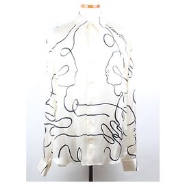 Louis Vuitton Camicia in seta Initial Kim Jones White XL