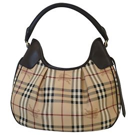 Burberry Borsa Hobo Haymarket Check con bordi in pelle PVC