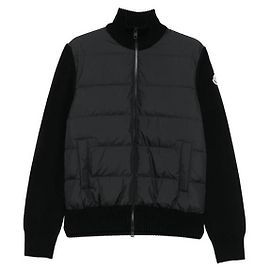 Moncler Cardigan zippé en laine matelassée Noir