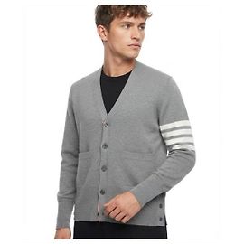 Thom Browne Wool Bar V-Neck Cardigan