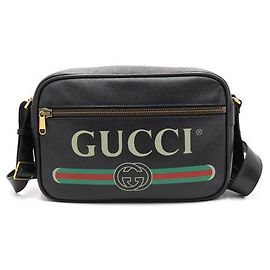 Gucci Herren-Messenger-Crossbody-Bag mit schwarz gestreiftem Logo-Print