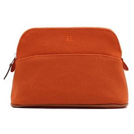 Hermès Bolide Travel-Etui aus orangefarbenem Signature Canvas für Damen