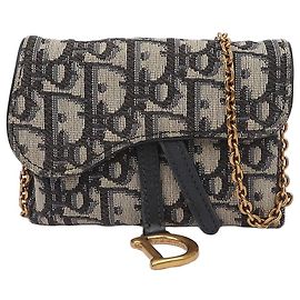 Dior Bolso bandolera Saddle Pouch de jacquard Oblique Azul