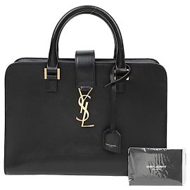 Autre Marque Borsa a Tracolla Cabas Small Leather Tote Black Gold