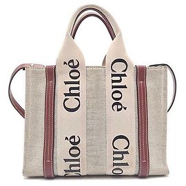 Borsa Chloé Woody Small Avorio in Tela