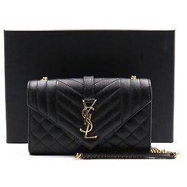 Autre Marque Monogram gesteppte Envelope-Schultertasche mit goldener Kette