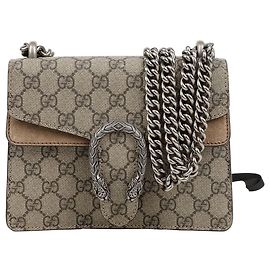 Gucci Mini Borsa a Tracolla Dionysus in Tela GG Supreme Beige Suede