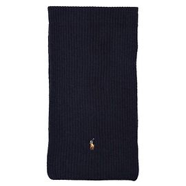 Ralph Lauren Sciarpa in lana ricamata con logo Pony