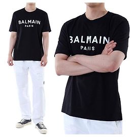 Balmain Rundes T-Shirt mit Signature-Logo-Print (Black)