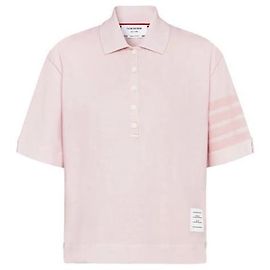 Thom Browne Overdyed Bar Jersey Polo Shirt Pink