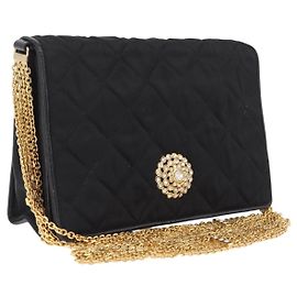 CHANEL Matelasse Chain Shoulder Bag Nylon Black Gold Tone CC Auth BA16807A - Jerrillo