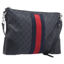GUCCI GG Supreme Sherry Line Shoulder Bag PVC Black Silver 474139 Auth 210868V - Jerrillo