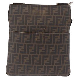 FENDI Zucca Canvas Shoulder Bag PVC Brown Black 7VA207 Auth 210935 - Jerrillo