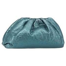 Bottega Veneta The Pouch Clutch Bag Leather Emerald Green Auth BA16836A - Jerrillo