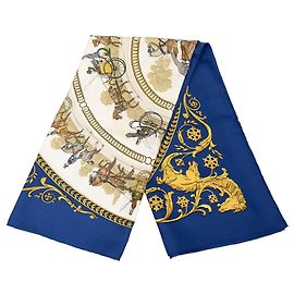 Foulard di seta Hermès La Promenade de Longchamps Blu 90