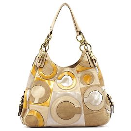 Coach 15770 Borsa a tracolla patchwork Madison Maggie Beige Gold