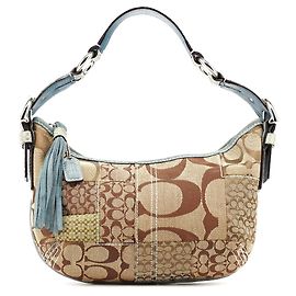 Coach Borsa a tracolla patchwork in pitone Beige Blue 3680